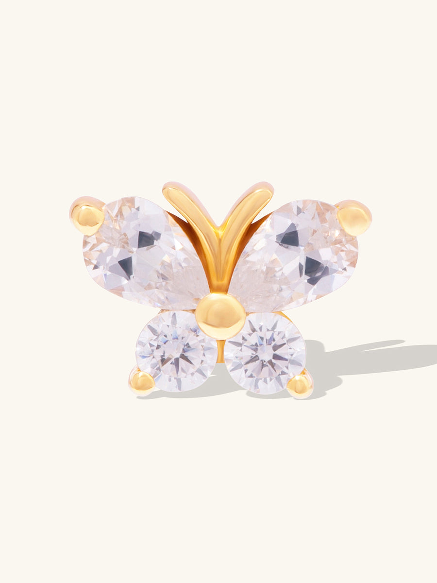 Flutter Diamante 14K Solid Gold Front Earring Stud | Wanderlust + Co