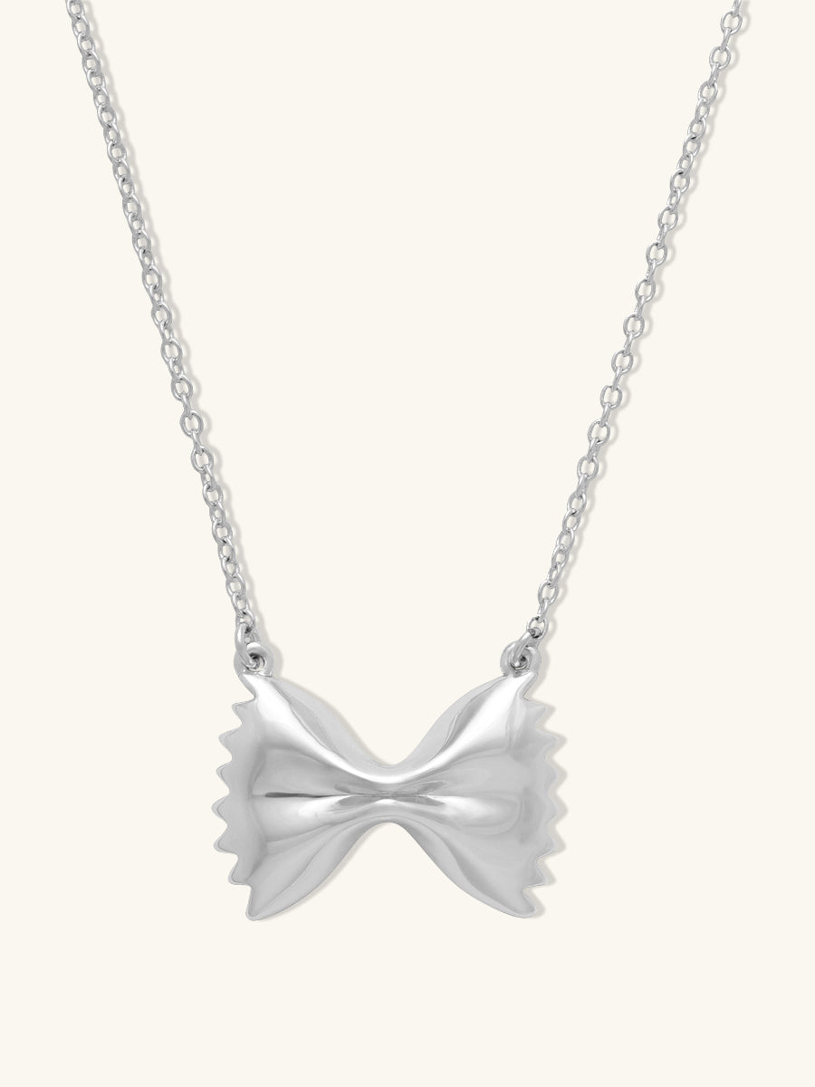 Bow Tie Pasta Silver Necklace | Wanderlust + Co
