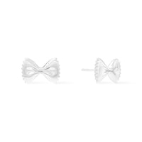 Bow Tie Pasta Silver Stud Earrings | Wanderlust + Co