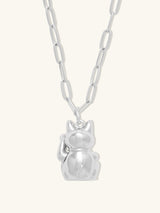 Lucky Cat Silver Necklace | Wanderlust + Co