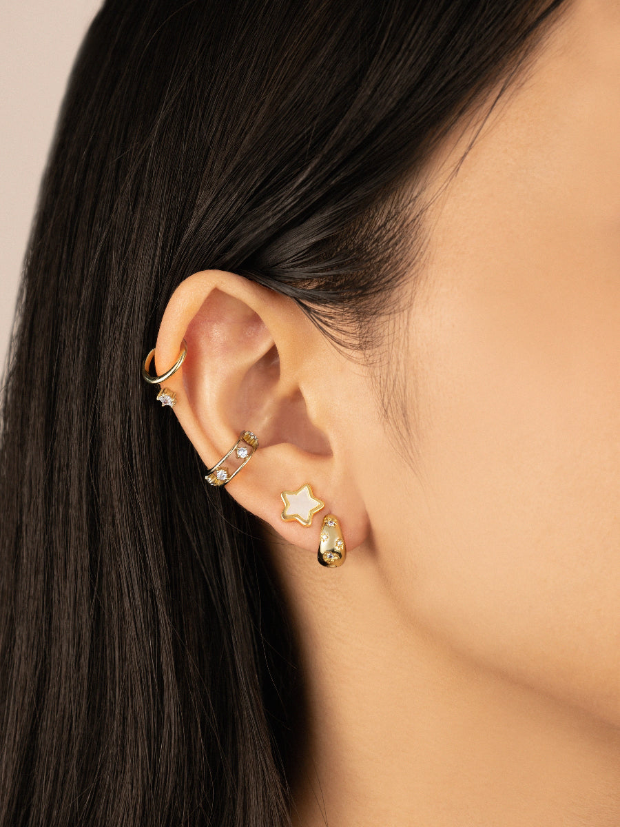 Teardrop Constellation Gold 7mm Baby Huggie Earrings | Wanderlust + Co