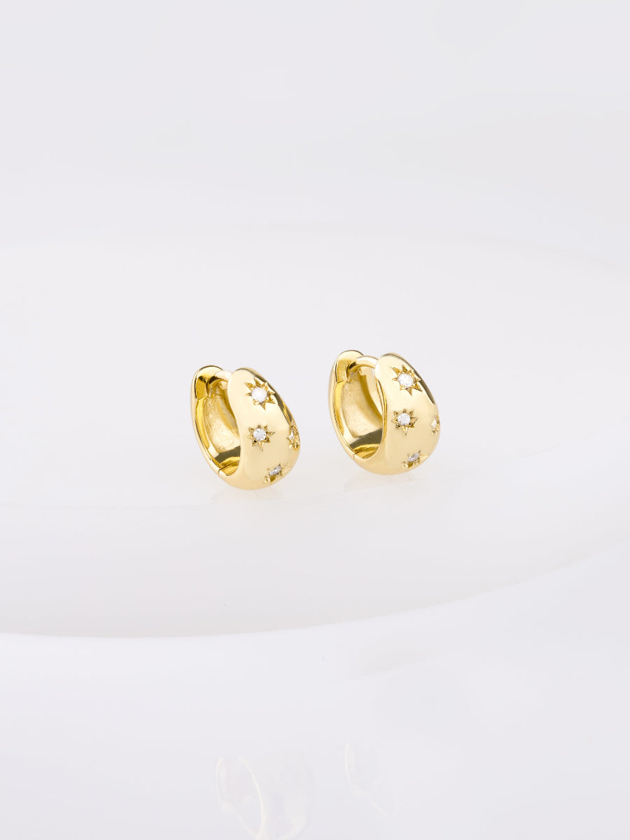 Teardrop Constellation Gold 7mm Baby Huggie Earrings | Wanderlust + Co