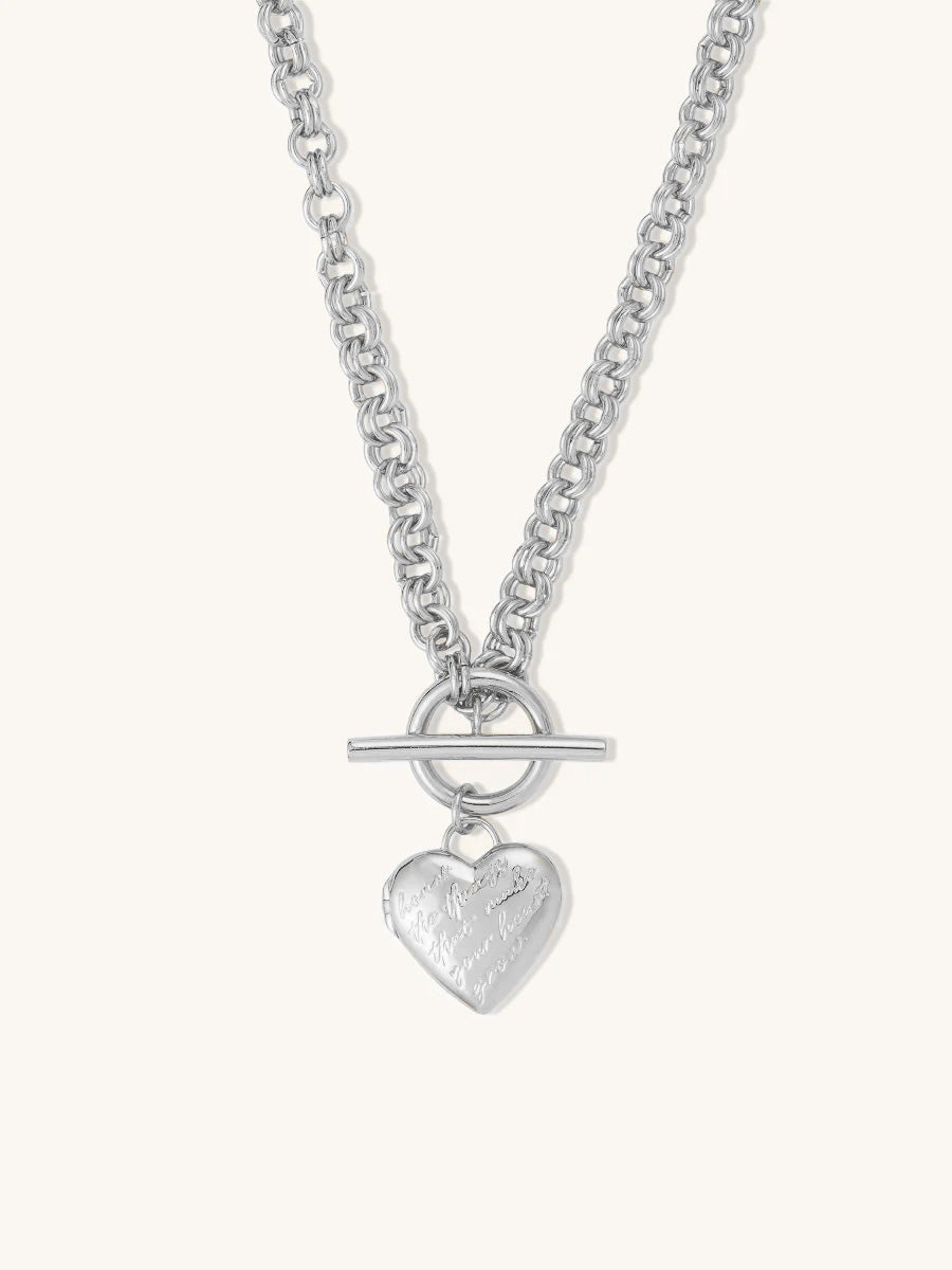 Honor Heart Mantra Silver Locket Necklace | Wanderlust + Co