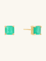 Emerald Quartz 14K Solid Gold Stud Earrings | Wanderlust + Co
