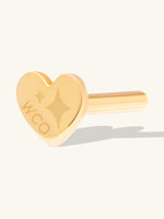 Heart 14K Solid Gold Flat Back Earring Post