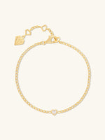 Heart Bezel 14K Gold Vermeil Curb Chain Bracelet