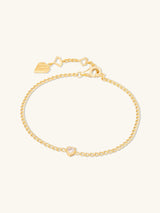 Heart Bezel 14K Gold Vermeil Curb Chain Bracelet | Wanderlust + Co