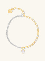 Heart Diamante 14K Gold Vermeil Mix Chain Bracelet