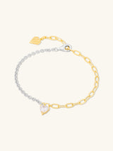 Heart Diamante 14K Gold Vermeil Mix Chain Bracelet | Wanderlust + Co