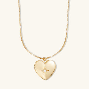 Heart Gold Locket Necklace | Wanderlust + Co