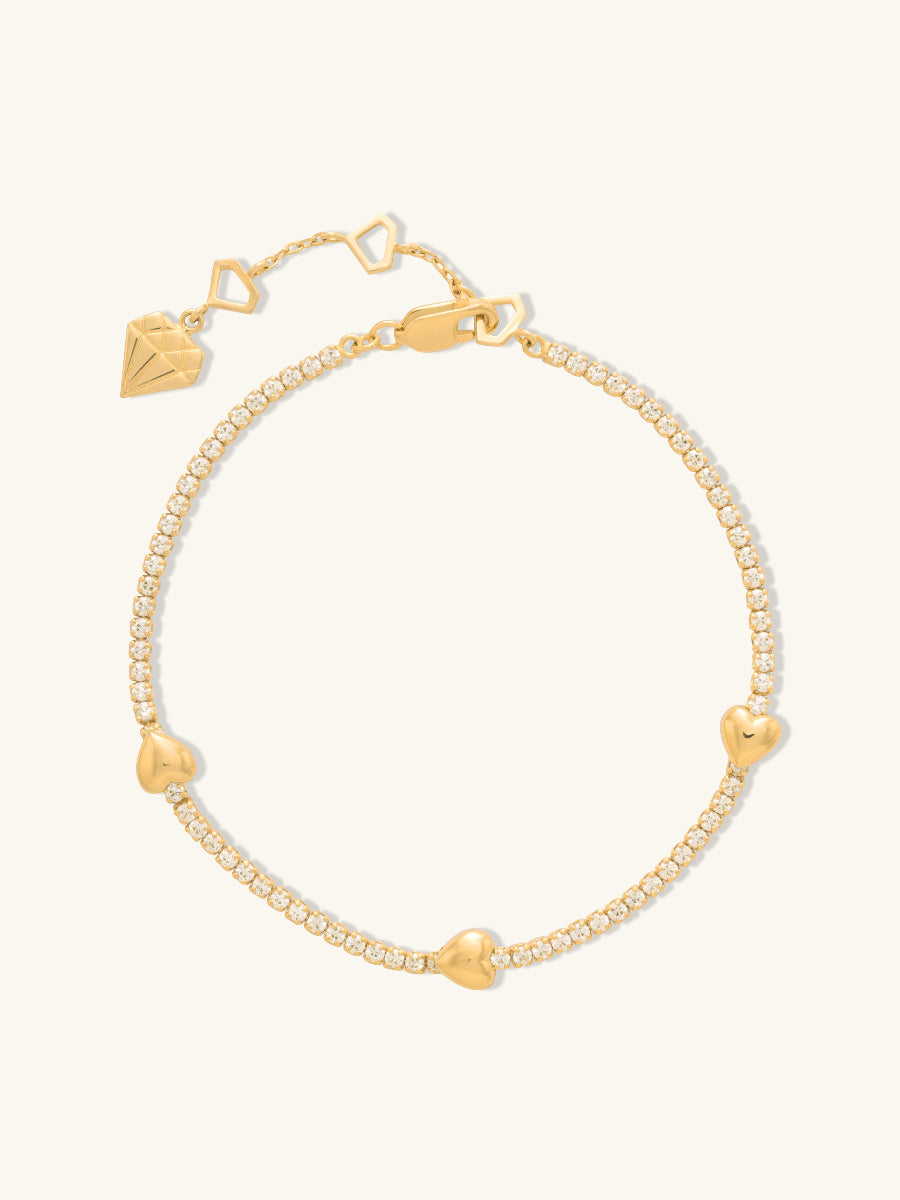 Heart Pave 14K Gold Vermeil Petite Tennis Bracelet | Wanderlust + Co