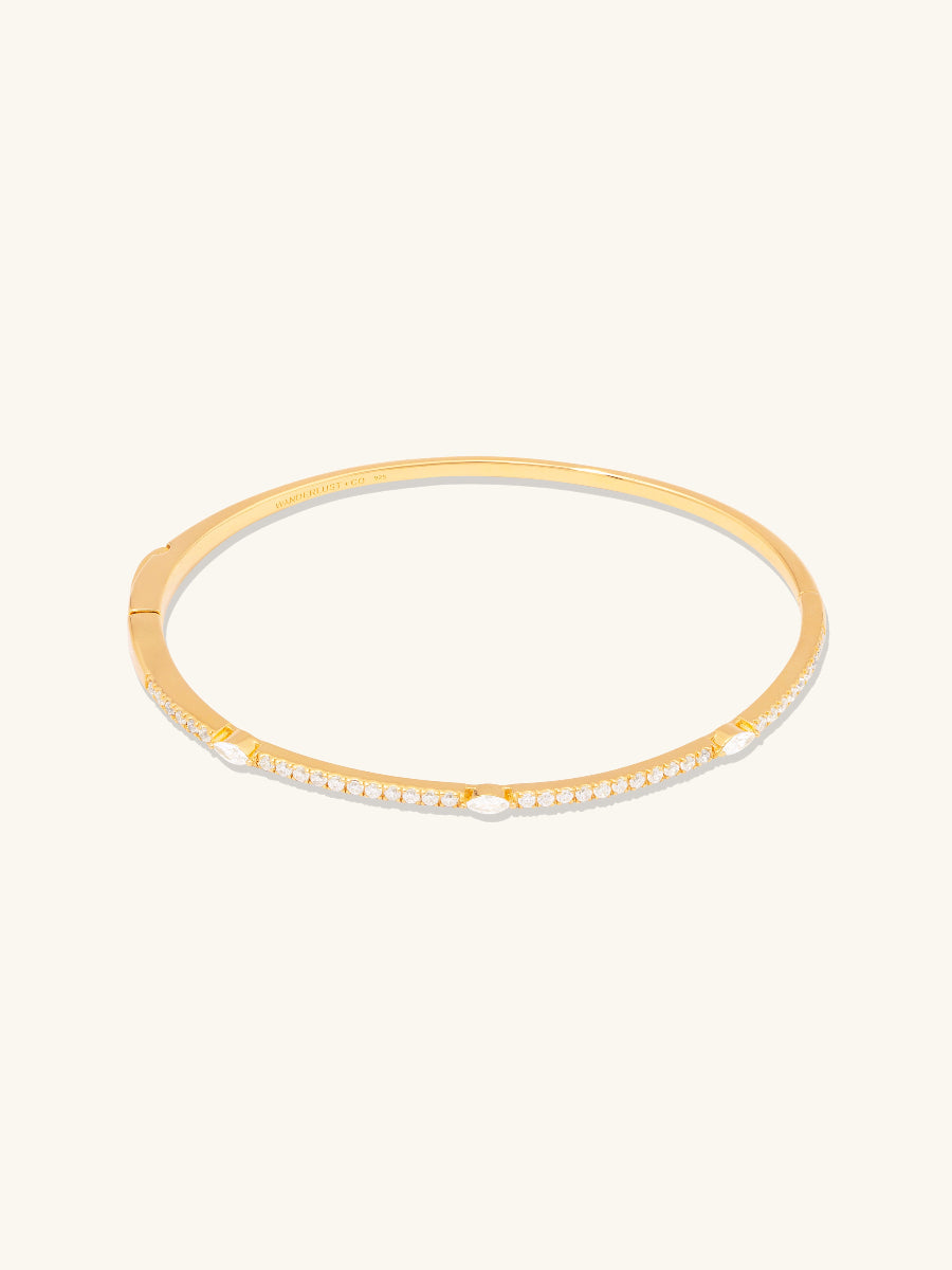 Marquise Pave 14K Gold Vermeil Tennis Bangle | Wanderlust + Co