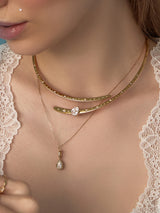 Heirloom Bezel Teardrop Diamond 14K Solid Gold Pendant | Wanderlust + Co
