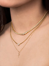 Diamond Crescent Key 14K Solid Gold Charm | Wanderlust + Co