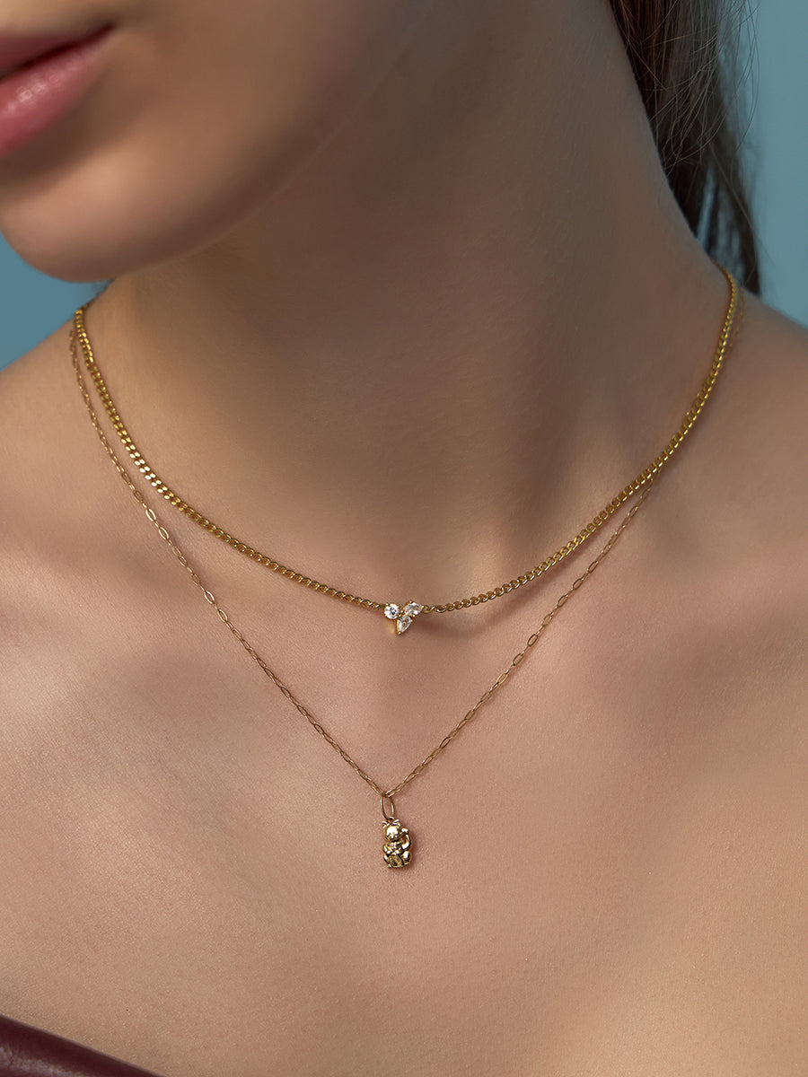 Diamond Lucky Cat 14K Solid Gold Charm | Wanderlust + Co