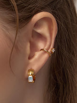 Fluted Emerald 14K Gold Vermeil Huggie Earrings | Wanderlust + Co