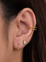 Heirloom Diamond Pave 14K Solid Gold Clicker Hoop Earring | Wanderlust + Co