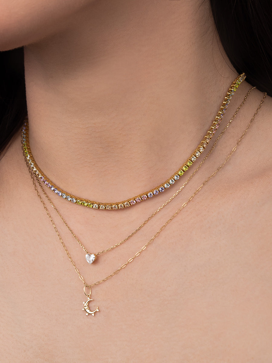 Solitaire Heart Diamond 14K Solid Gold Necklace | Wanderlust + Co