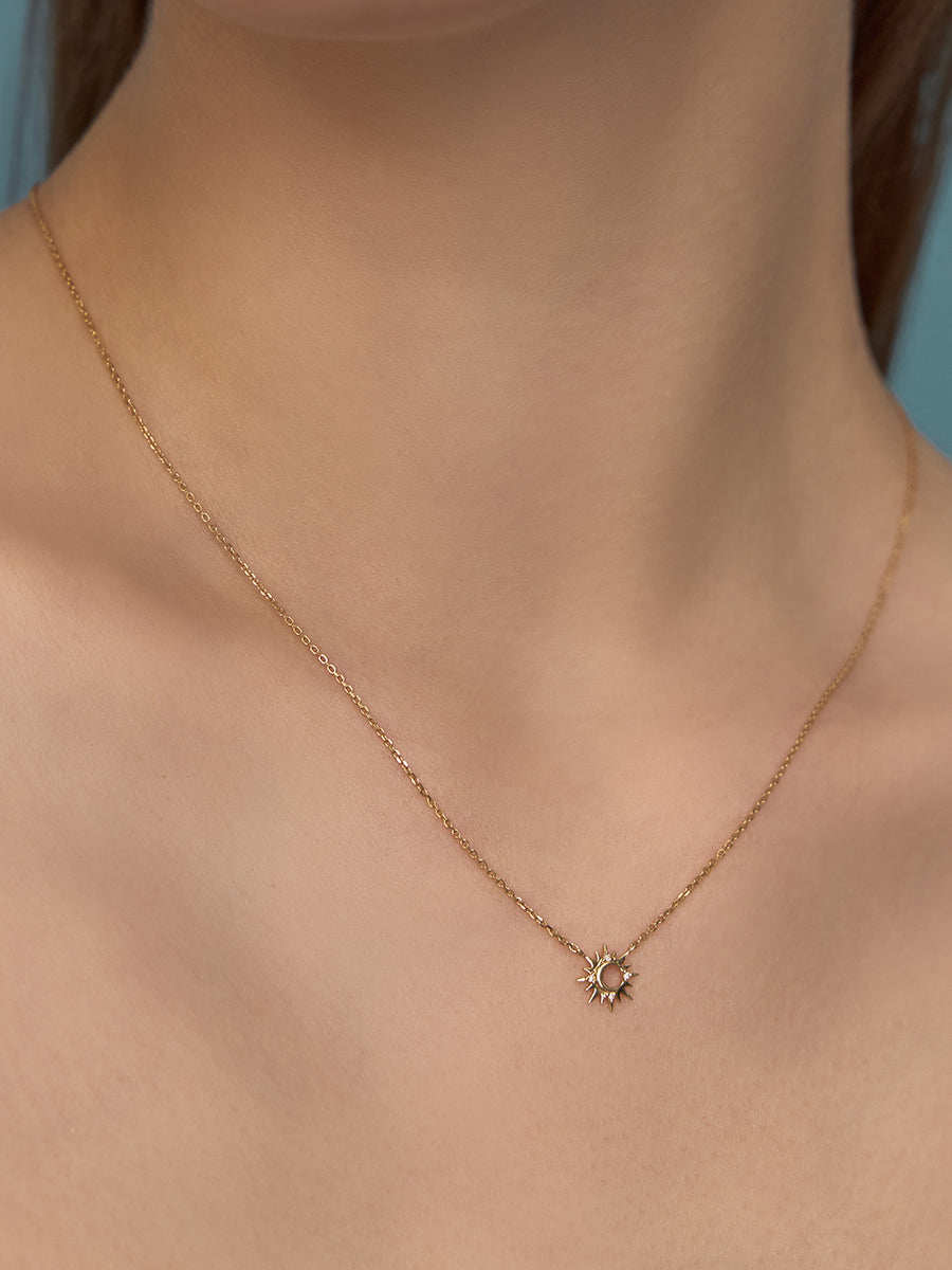 Sunburst Diamond 14K Solid Gold Necklace | Wanderlust + Co