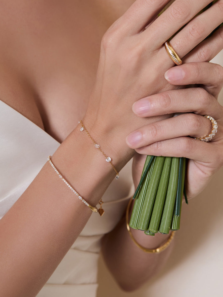 Marquise Pave 14K Gold Vermeil Tennis Bangle | Wanderlust + Co