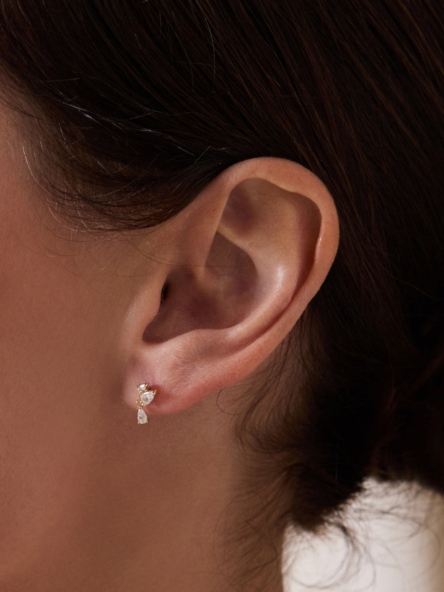 Teardrop Gems 14K Gold Vermeil Flat Back Earrings | Wanderlust + Co