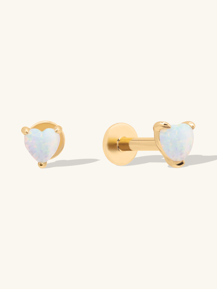 Heart Opal 14K Gold Vermeil Flat Back Earrings | Wanderlust + Co