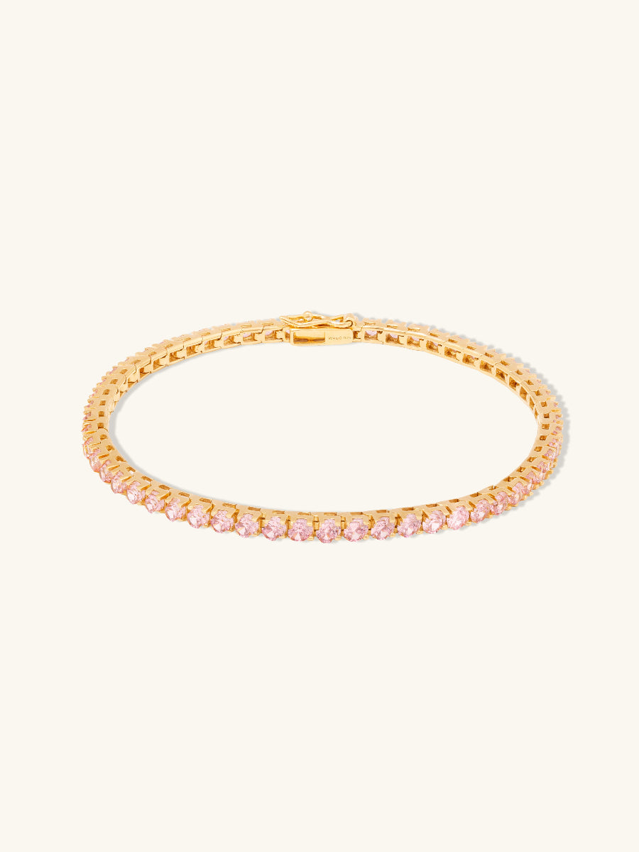 Pave 14K Gold Vermeil Blush Tennis Bracelet | Wanderlust + Co