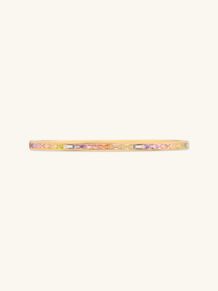 Rainbow Baguette 14K Gold Vermeil Bangle | Wanderlust + Co