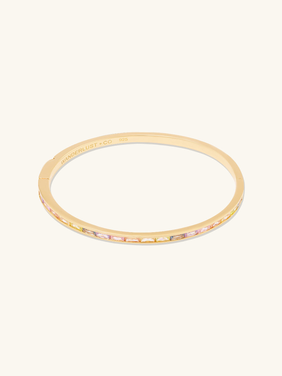 Rainbow Baguette 14K Gold Vermeil Bangle | Wanderlust + Co