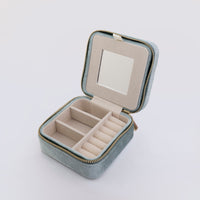 Essential Square Velvet Sage Jewelry Case | Wanderlust + Co