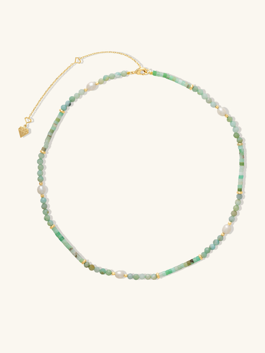 Amazonite Jade & Pearl Gold Necklace | Wanderlust + Co