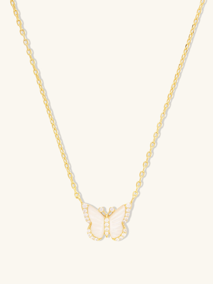 Butterfly Pearl & Gold Necklace | Wanderlust + Co
