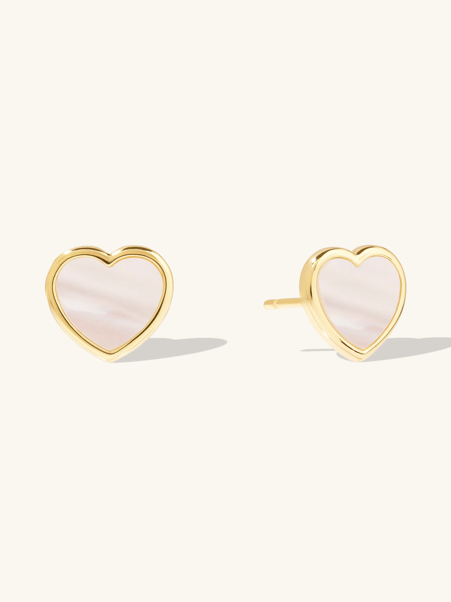 Heart Pearl & Gold Stud Earrings | Wanderlust + Co