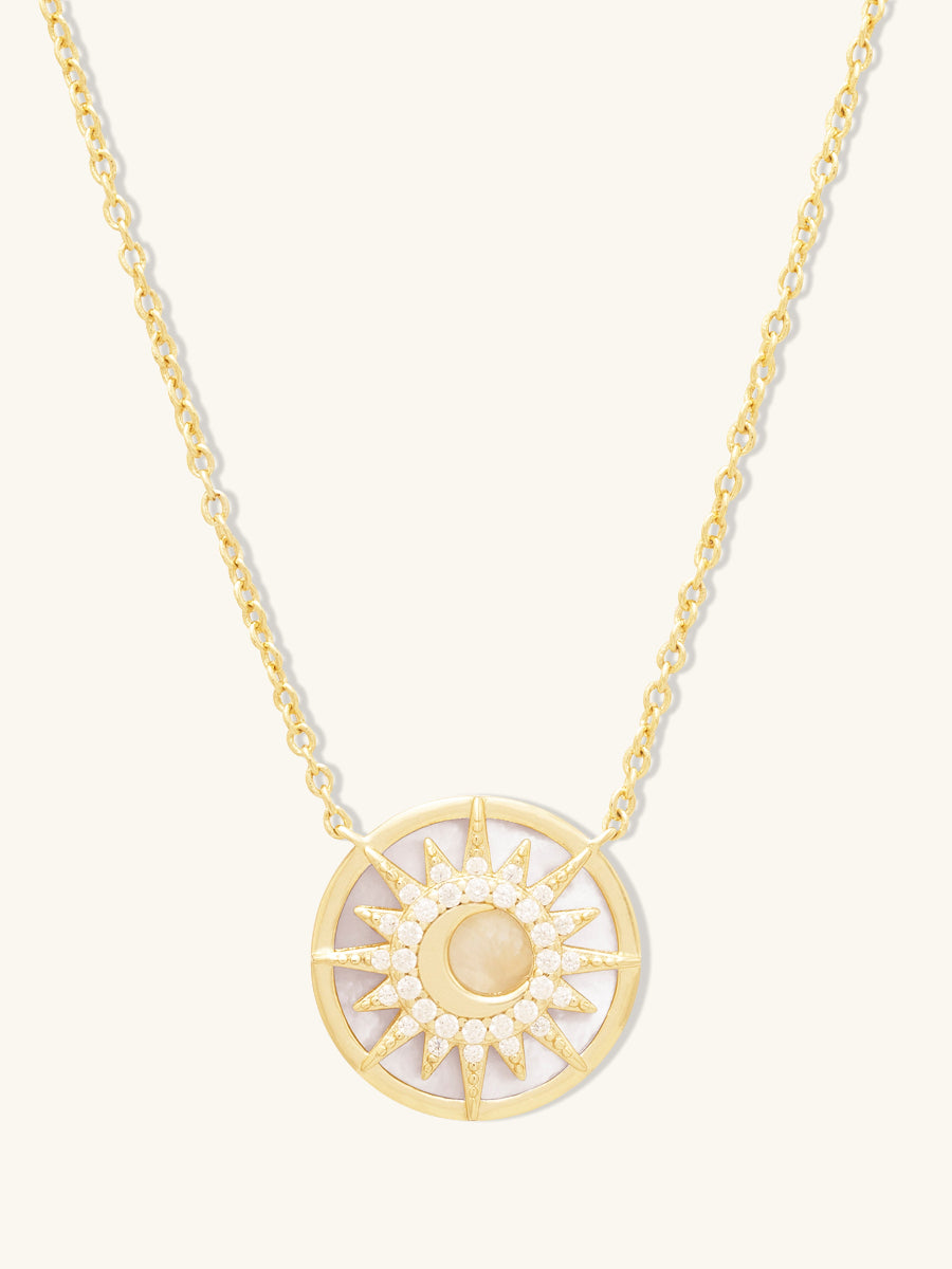 Sunlit Crescent Pearl & Gold Necklace | Wanderlust + Co