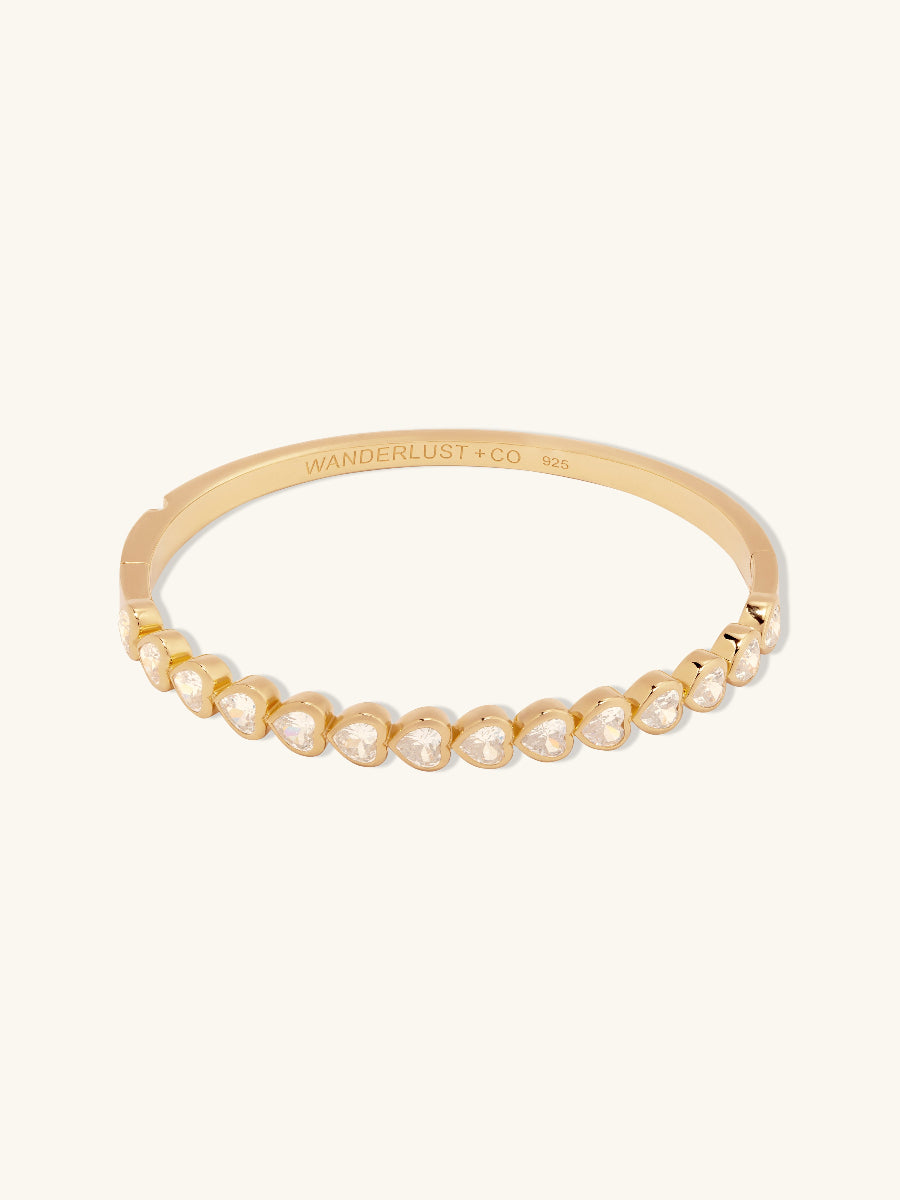 Heart Bezel 14K Gold Vermeil Bangle | Wanderlust + Co