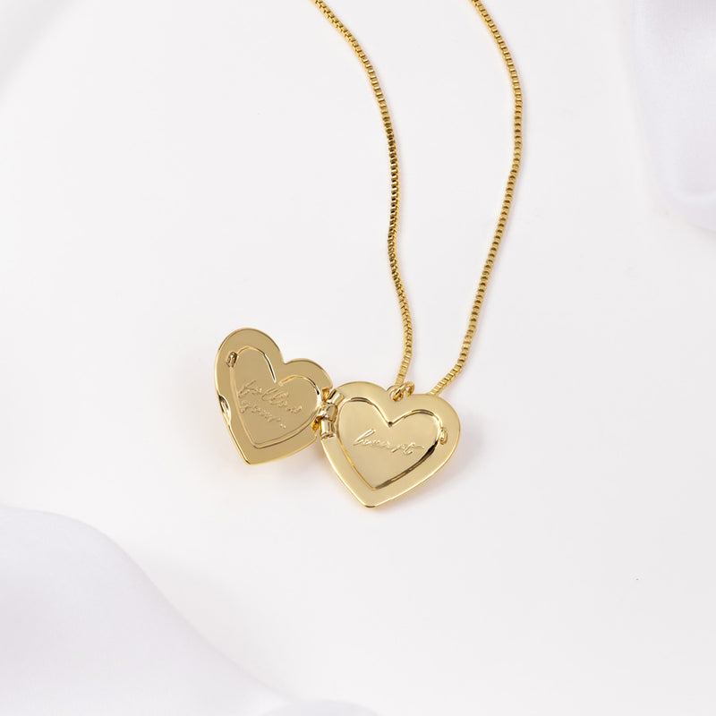 Heart Gold Locket Necklace Wanderlust Co