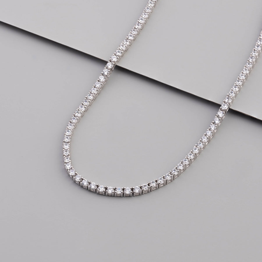 Silver tennis necklace hotsell