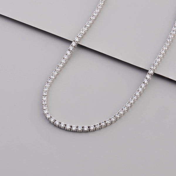 Pave 925 Sterling Silver Tennis Necklace Wanderlust Co