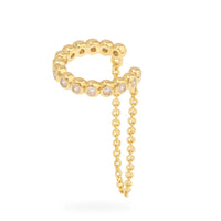 Pave Drop Chain Gold Ear Cuff