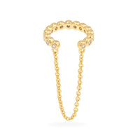 Pave Drop Chain Gold Ear Cuff