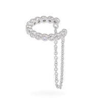 Pave Drop Chain Silver Ear Cuff