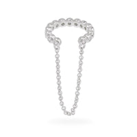 Pave Drop Chain Silver Ear Cuff