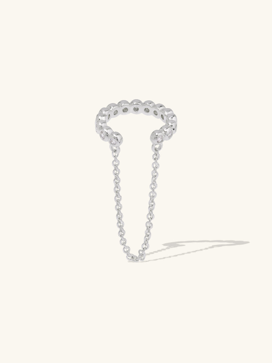 Pave Drop Chain Silver Ear Cuff | Wanderlust + Co