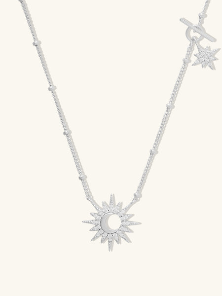 Sunlit Crescent Silver Necklace | Wanderlust + Co