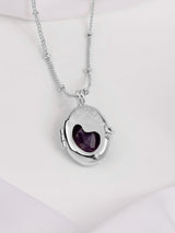 Healing Amethyst Silver Locket Necklace | Wanderlust + Co