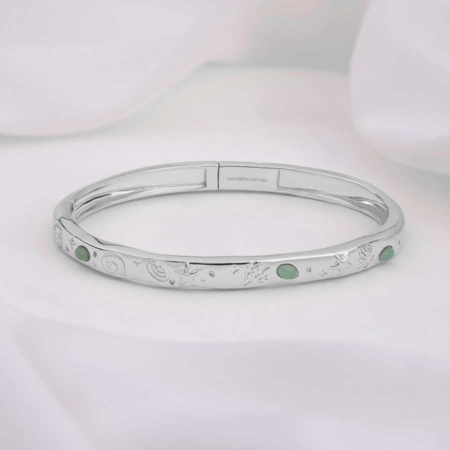 Keepsakes Aventurine Silver Bangle | Wanderlust + Co