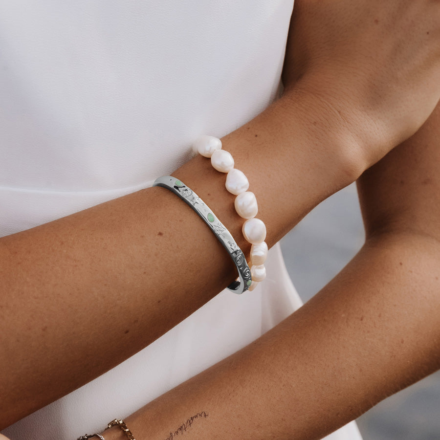 Keepsakes Aventurine Silver Bangle | Wanderlust + Co