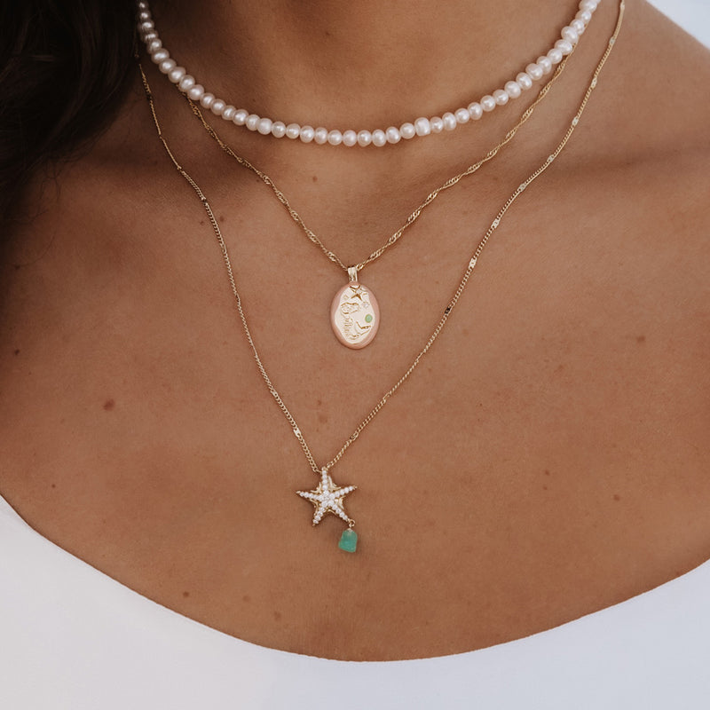 Mermaid Aventurine Gold Necklace Wanderlust Co