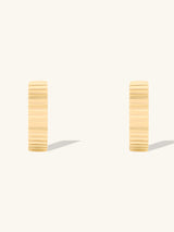 Ribbed Bar Gold 8mm Baby Huggie Earrings | Wanderlust + Co