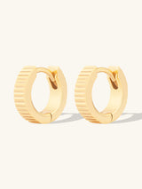 Ribbed Bar Gold 8mm Baby Huggie Earrings | Wanderlust + Co
